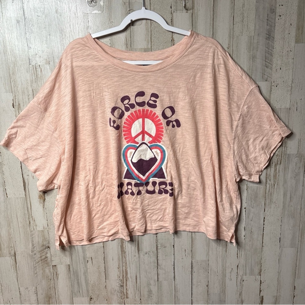 Old Navy Size 3X Light Pink FORCE OF NATURE Graphic Short Sleeve Womens Top
